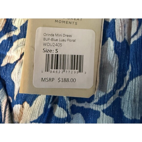 Faherty Mini Dress Women’s Size Small Floral BLUE  NWT $188 - Picture 14 of 16